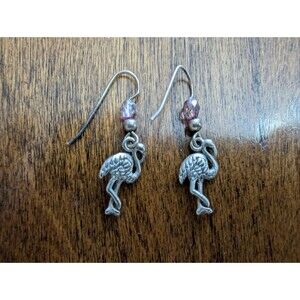 Flamingos 🦩 Vintage Earrings Birds Tropical 3D With Pink Stone.